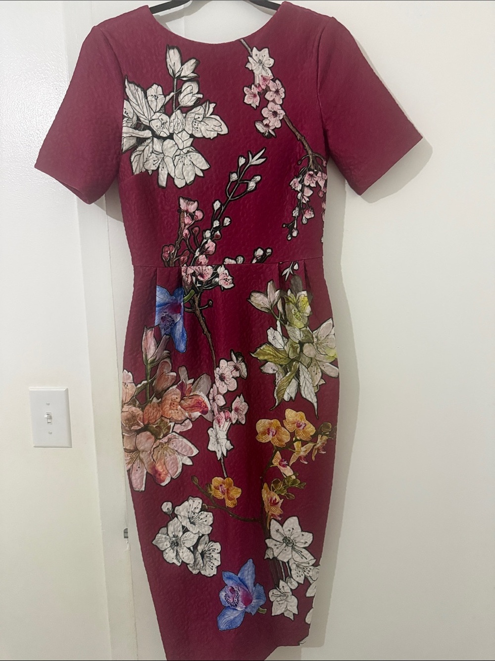 ASOS Burgundy Floral Midi Dress